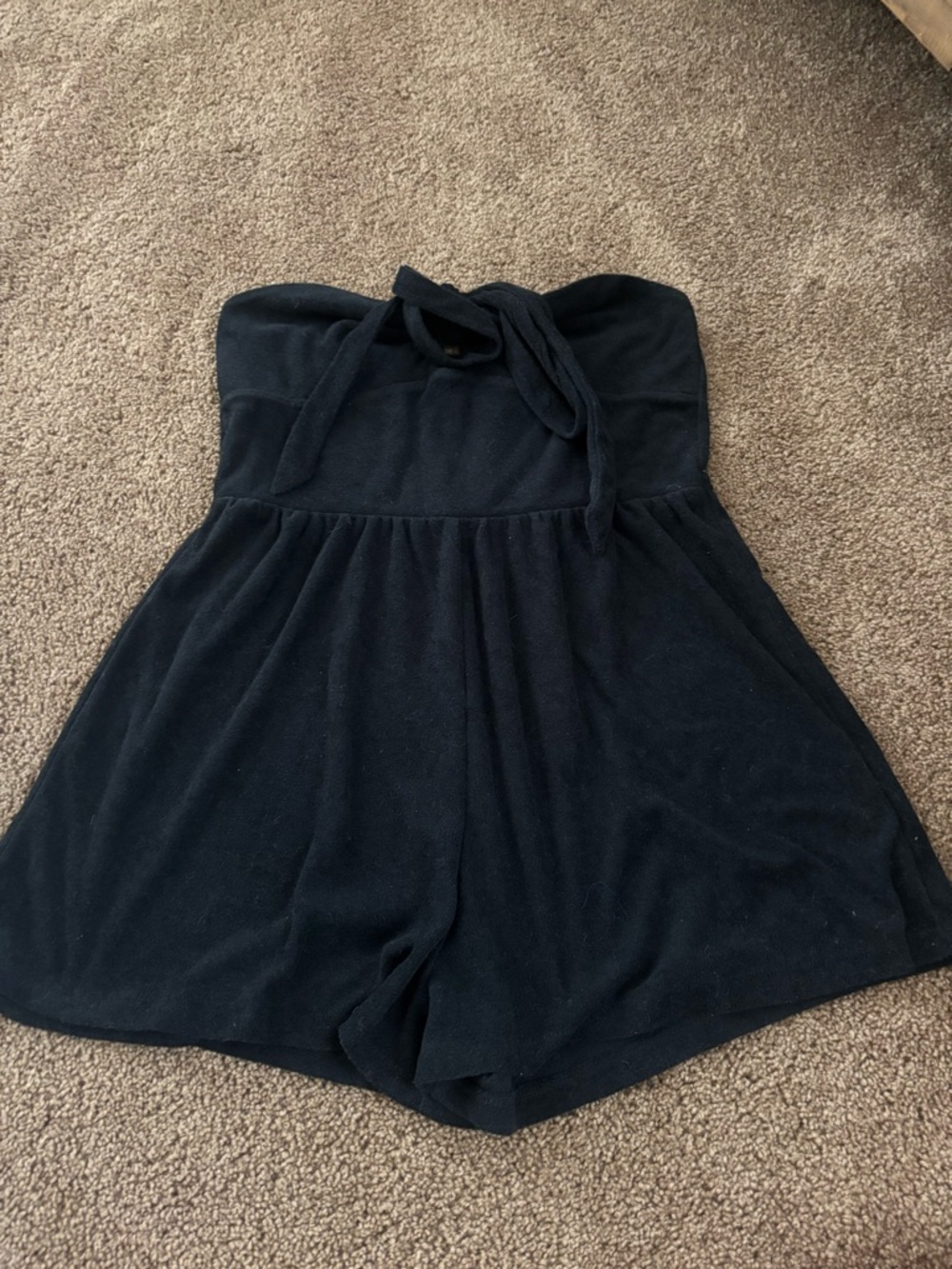 wild fable Black Strapless Romper with Neck Tie